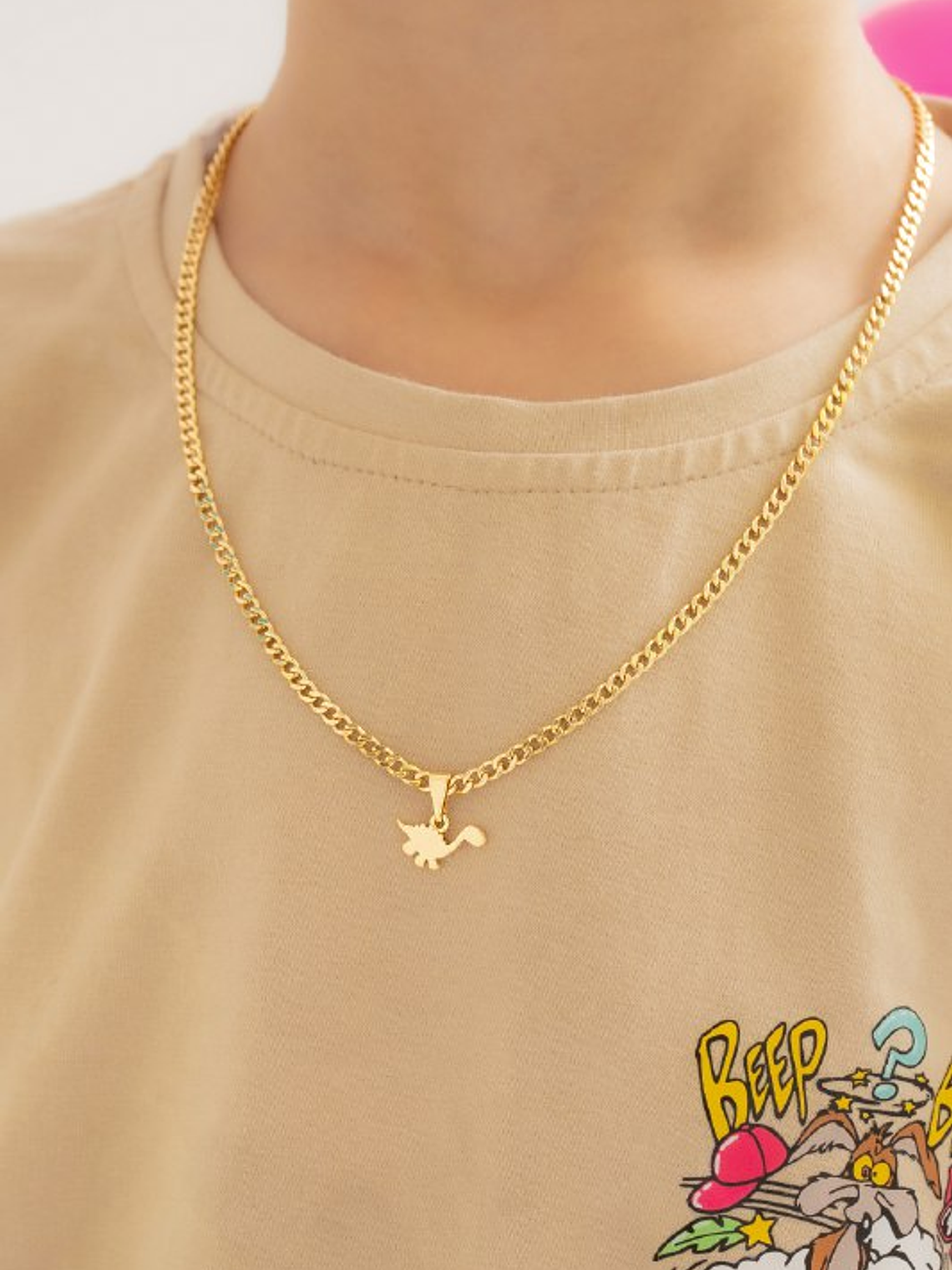 Set Cadena tejido Cadena Cubana 3 Mm 45cm  Dije Dino baby 1