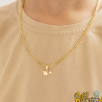 Set Cadena tejido Cadena Cubana 3 Mm 45cm  Dije Dino baby