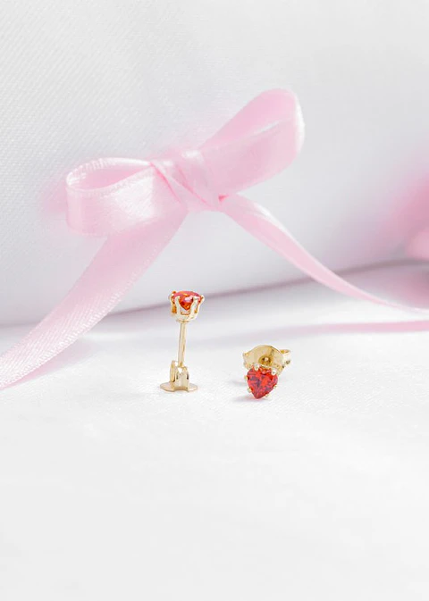 Topo Circonia Corazón Rojo  