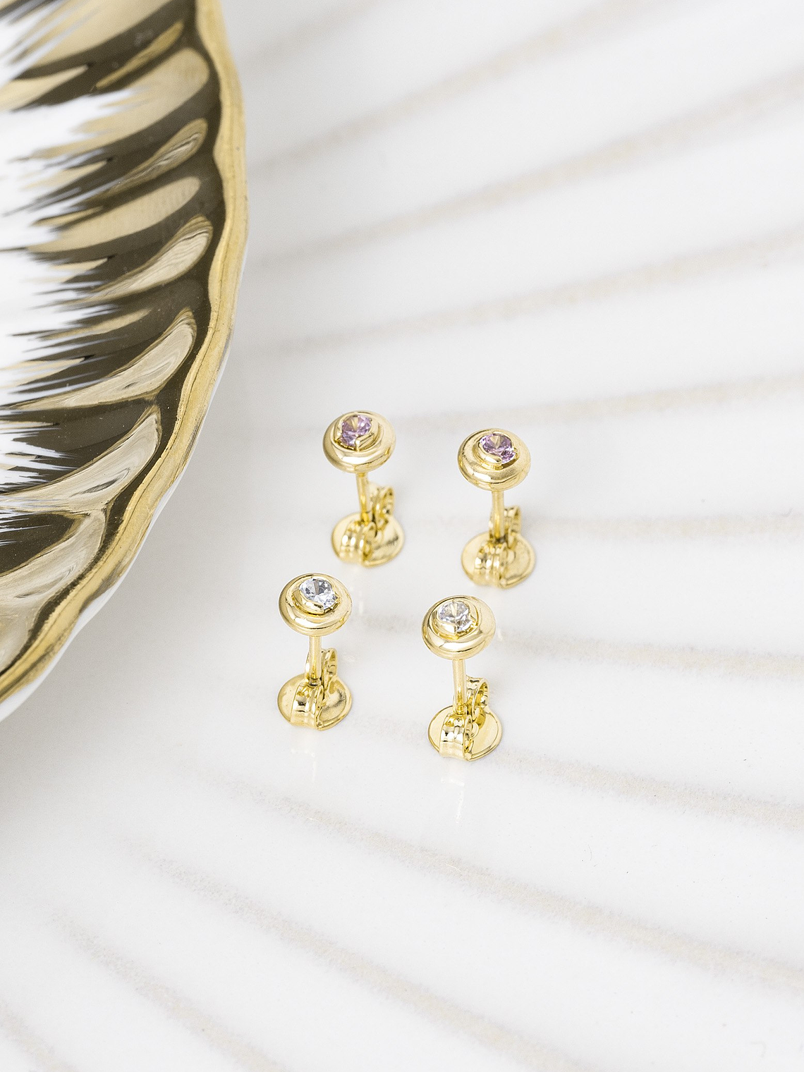 Topo Circon Caja Redonda 4Mm ROSA 1