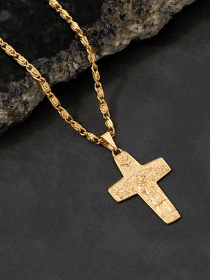 Combo Dije Buen Pastor +Cadena tejido Caracol 