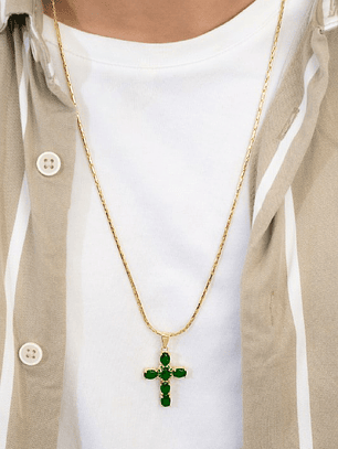 Combo Dije Green Brightness +Cadena tejido  Cordon 65cm