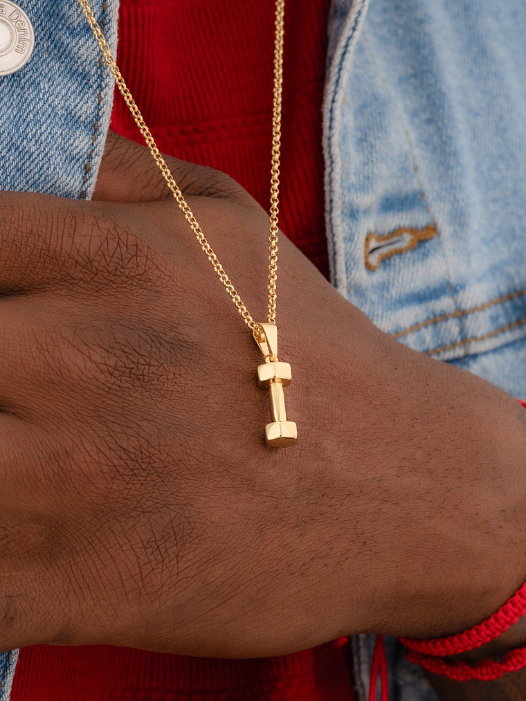 Combo Dije Mancuerna +Cadena Tejido Aros 1