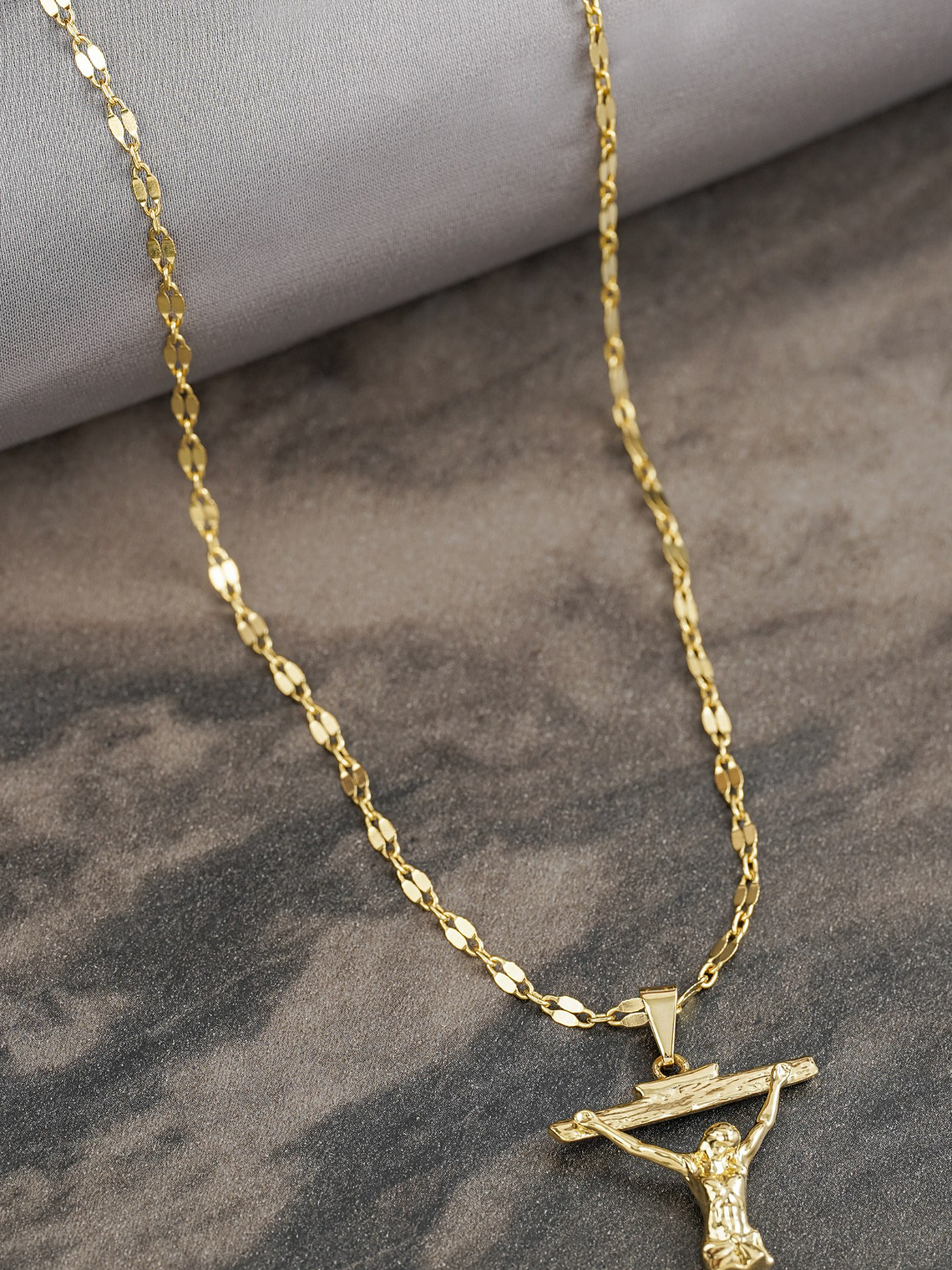 Combo Cadena tejido Espejo Cuadrada +Dije Cristo Dali 2.3 cm  1