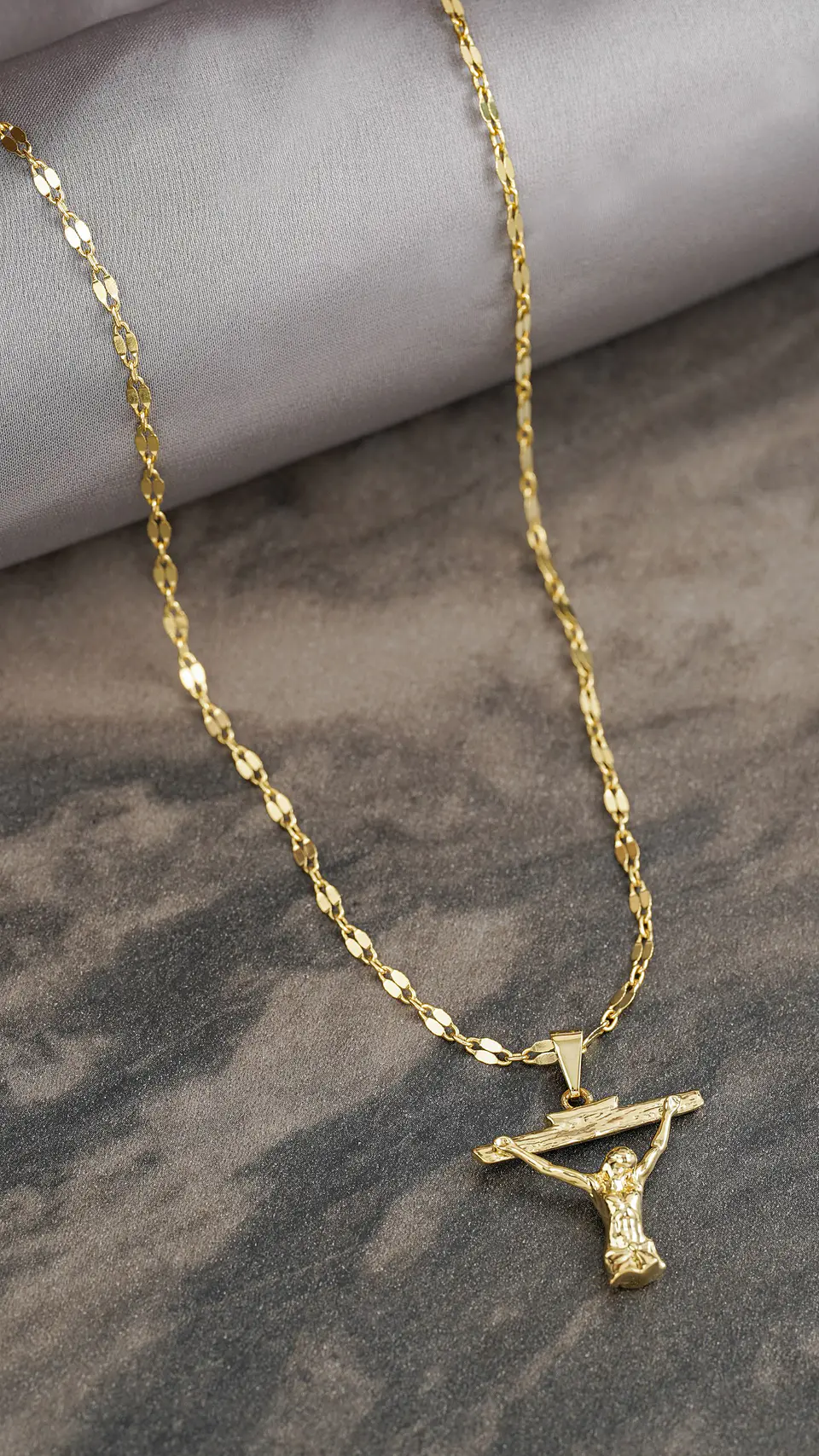 Combo Cadena tejido Espejo Cuadrada +Dije Cristo Dali 2.3 cm  1
