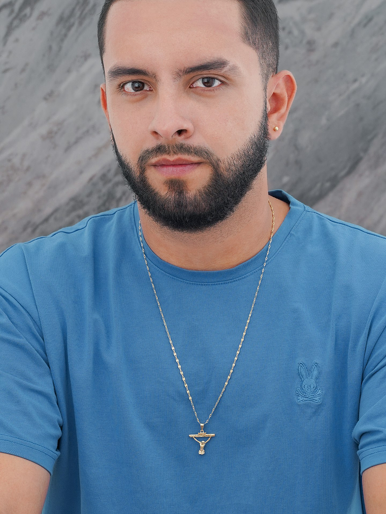 Combo Cadena tejido Espejo Cuadrada +Dije Cristo Dali 2.3 cm  3