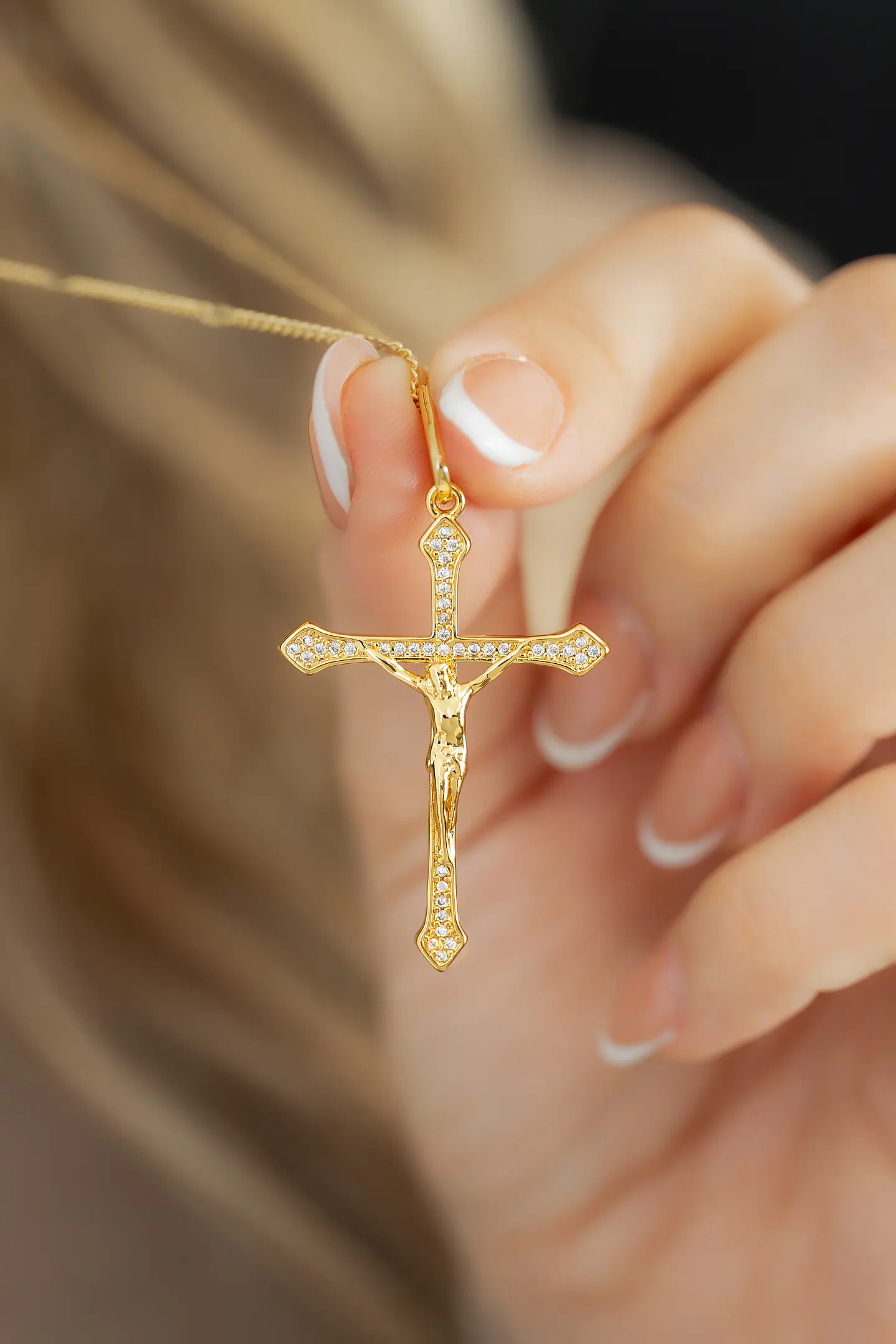 Dije Cruz Cristo Circonias 4 Cms 2