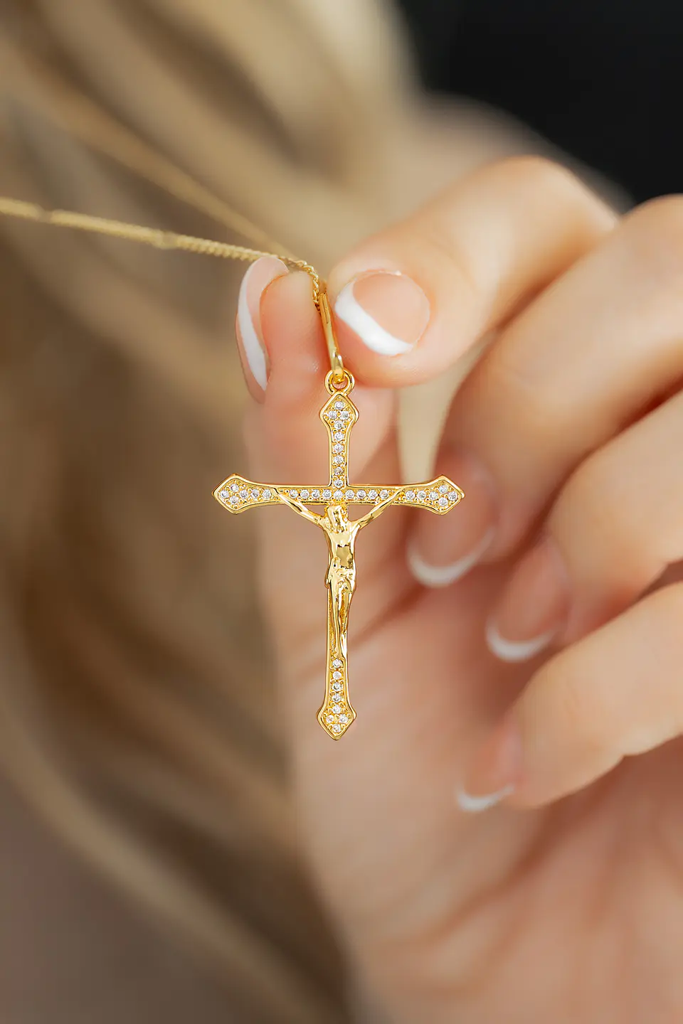 Dije Cruz Cristo Circonias 4 Cms 2