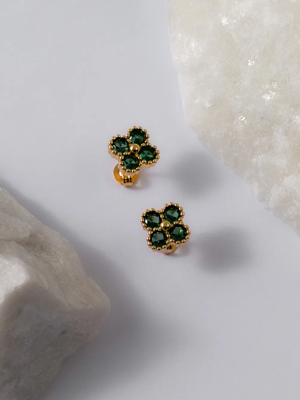 Arete Clover Motif-Verde Esmeralda 1