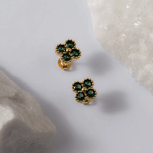 Arete Clover Motif-Verde Esmeralda