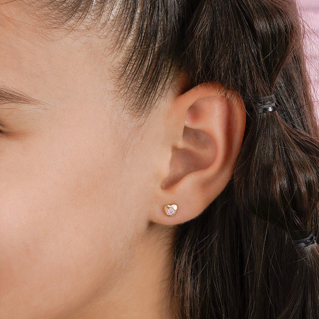 Areta Corazón Mini Circonia Rosa 1