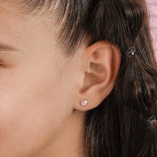 Areta Corazón Mini Circonia Rosa