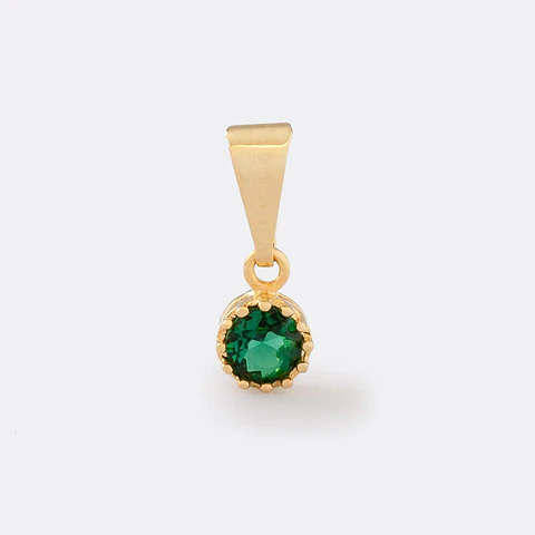 Dije Circonia Mini Redonda Pequeña Verde Esmeralda