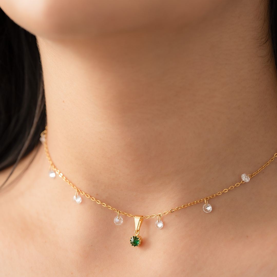 Dije Circonia Mini Redonda Pequeña Verde Esmeralda 2