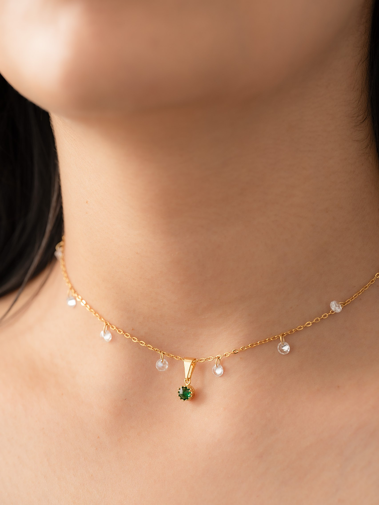 Dije Circonia Mini Redonda Pequeña Verde Esmeralda 2