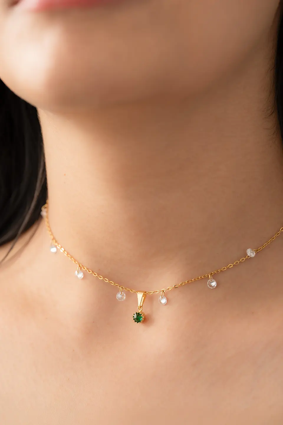 Dije Circonia Mini Redonda Pequeña Verde Esmeralda 2