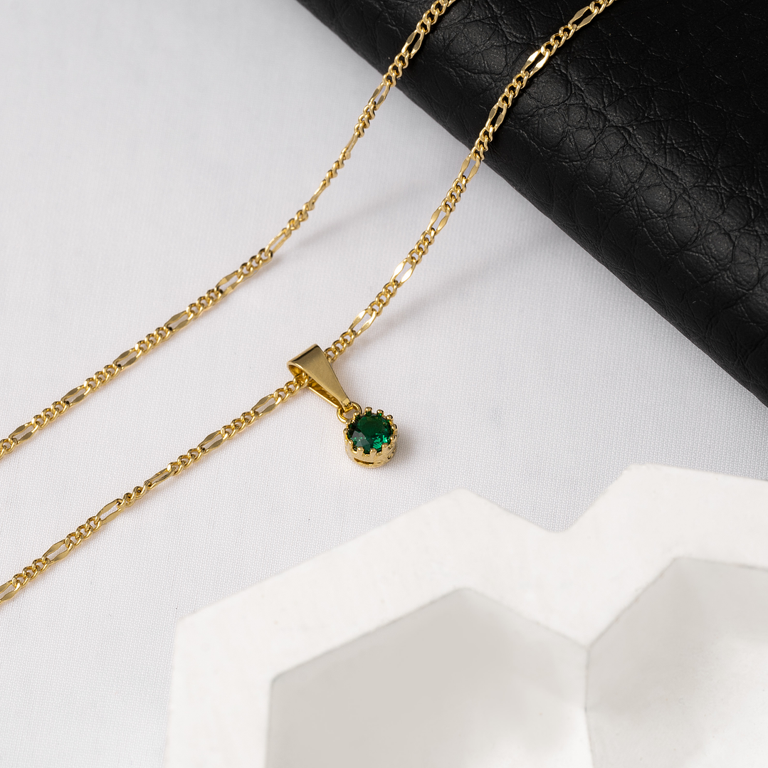 Dije Circonia Mini Redonda Pequeña Verde Esmeralda 3