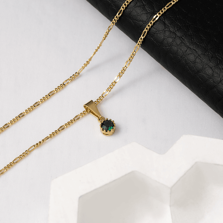 Dije Circonia Mini Redonda Pequeña Verde Esmeralda 3