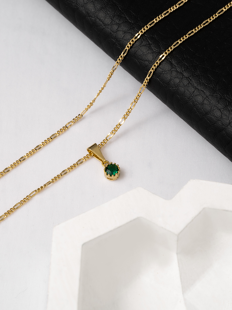 Dije Circonia Mini Redonda Pequeña Verde Esmeralda 3