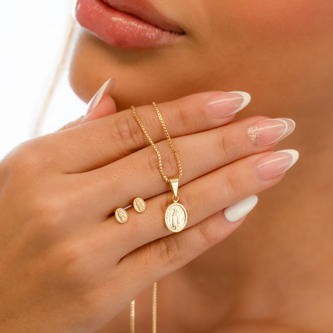Set Virgen Guadalupe en Oro laminado18k  1