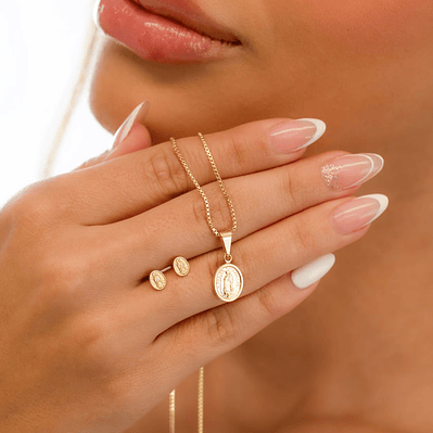 Set Virgen Guadalupe en Oro laminado18k 