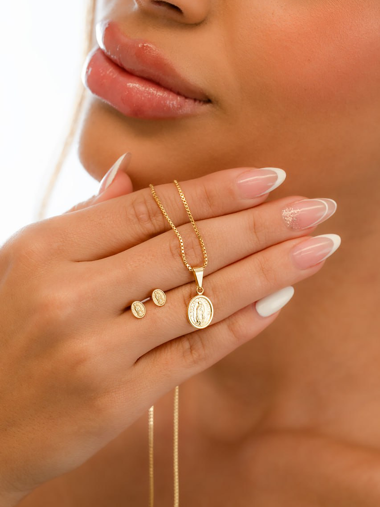 Set Virgen Guadalupe en Oro laminado18k  1
