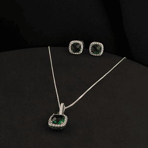 Conjunto Pave Circon Verde