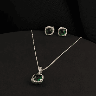 Conjunto Pave Circon Verde