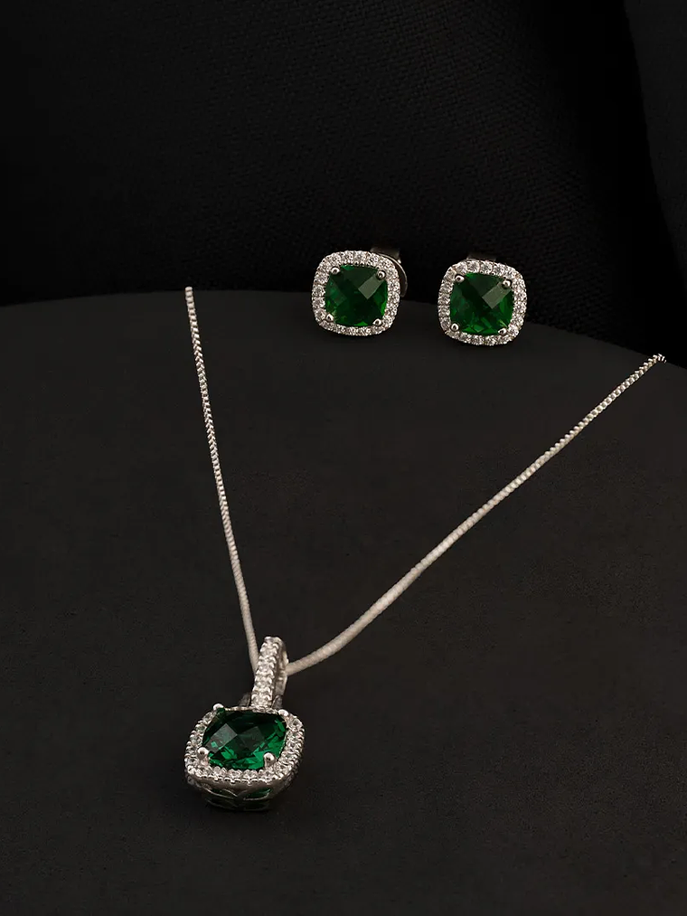 Conjunto Pave Circon Verde 1
