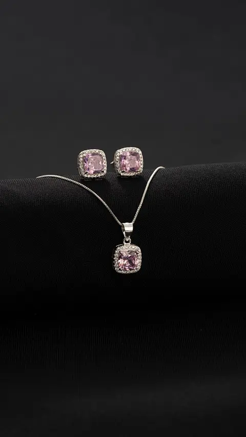 Conjunto Pave Circon Rosado
