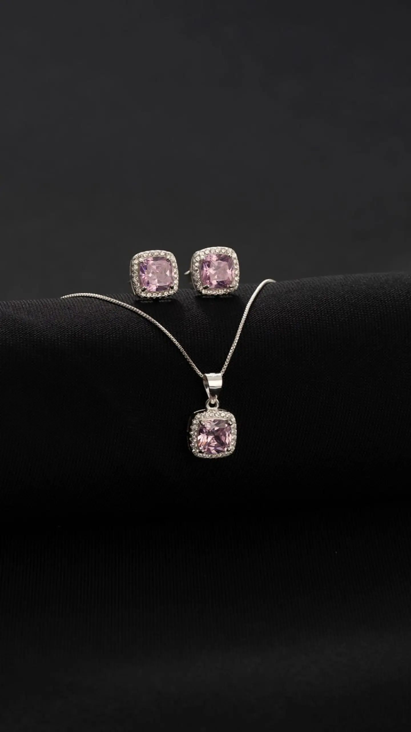 Conjunto Pave Circon Rosado 1