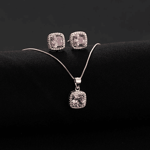 Conjunto Pave Circon Rosado