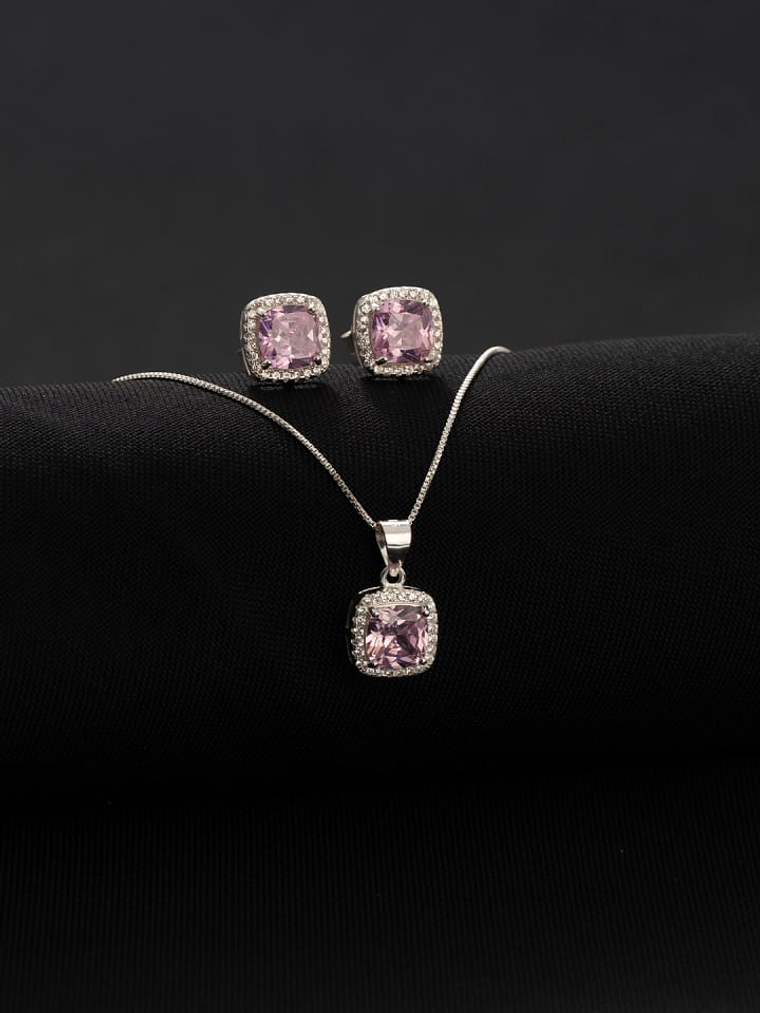 Conjunto Pave Circon Rosado 1