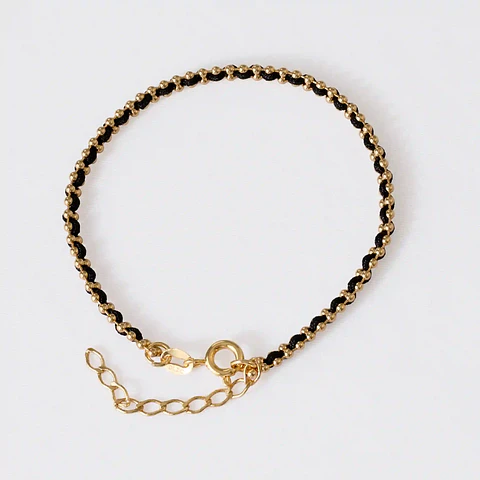 Pulsera Hilo Laminado 15 Cms + Extensor Negro 