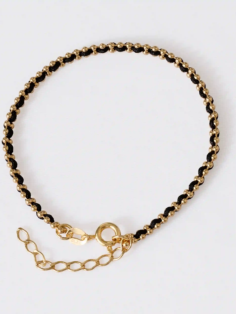 Pulsera Hilo Laminado 15 Cms + Extensor Negro  1