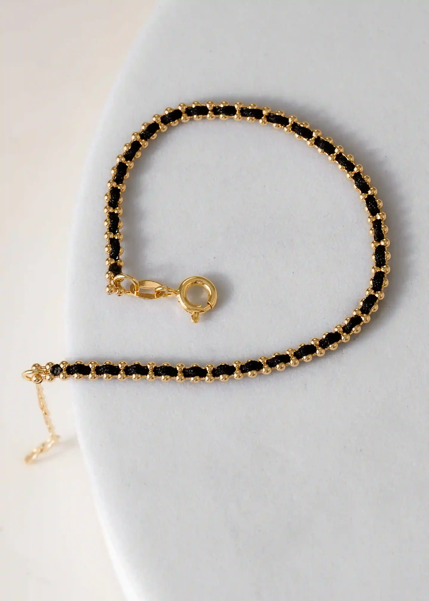 Pulsera Hilo Laminado 15 Cms + Extensor Negro  2