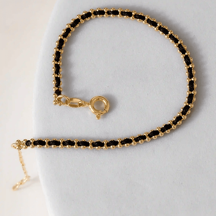 Pulsera Hilo Laminado 15 Cms + Extensor Negro  2