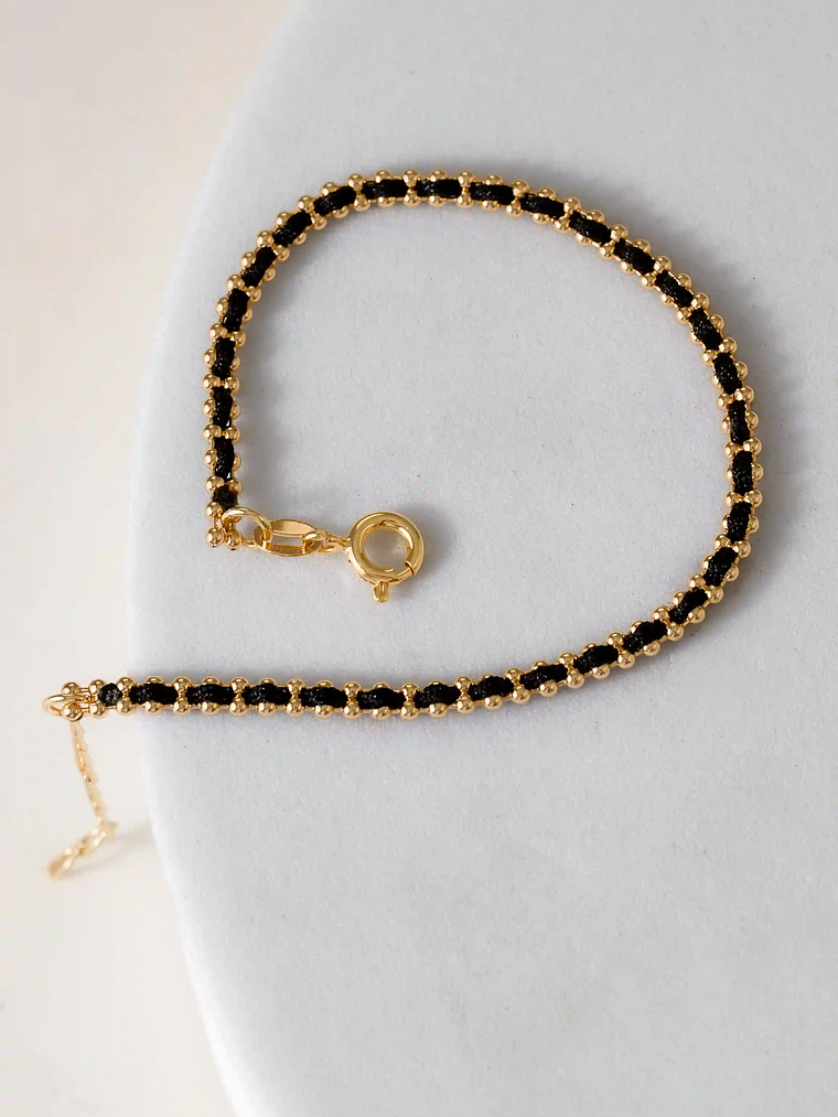 Pulsera Hilo Laminado 15 Cms + Extensor Negro  2