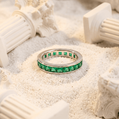 Anillo Circon Verde Esmeralda