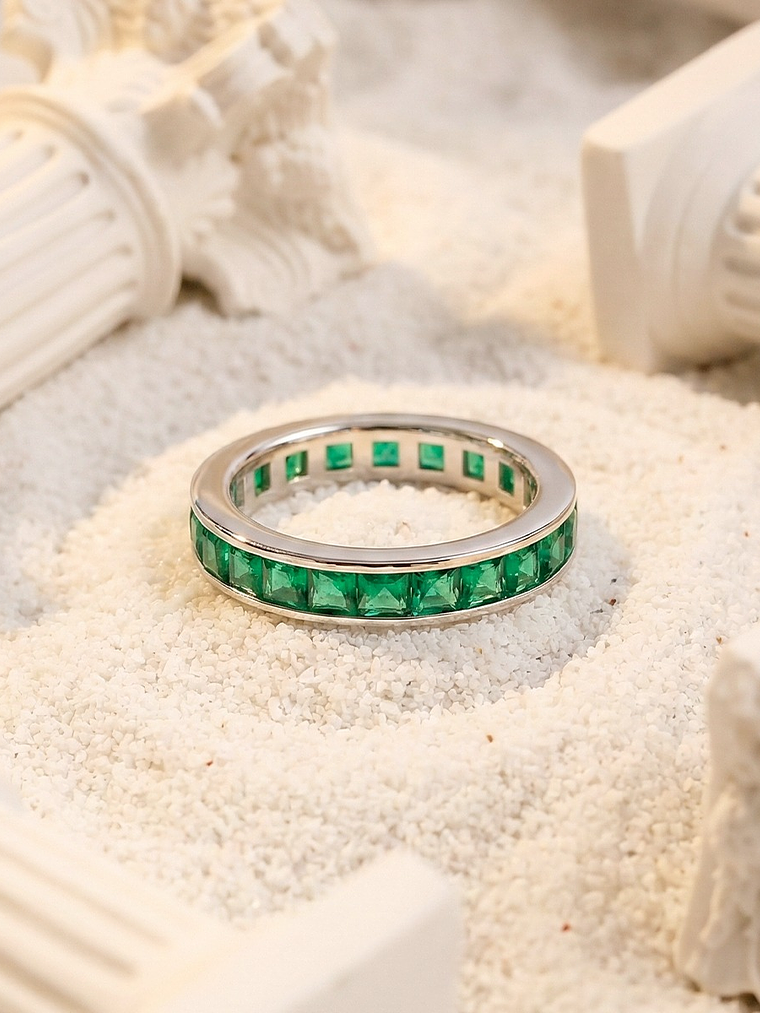 Anillo Circon Verde Esmeralda 1