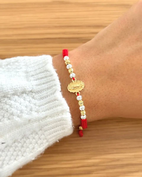 Pulsera Artesanal Virgen Guadalupe Oro Plata 