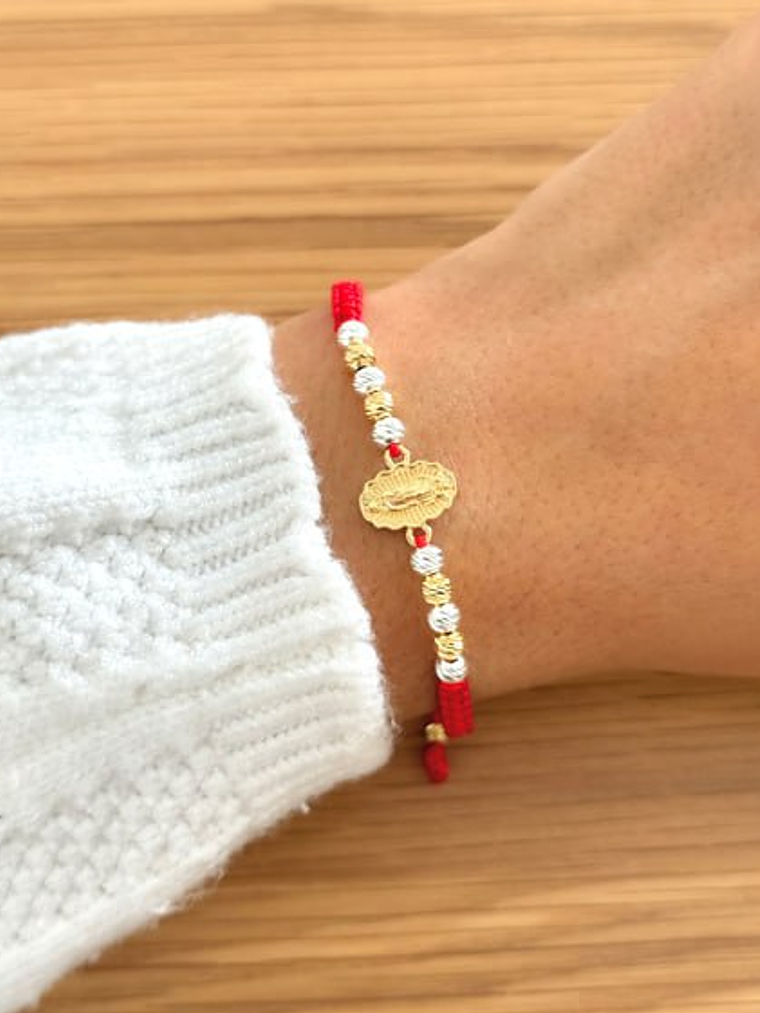 Pulsera Artesanal Virgen Guadalupe Oro Plata  1
