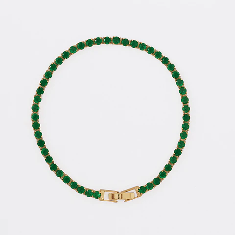 Pulsera Circonias Verde Esmeralda 20 Cms