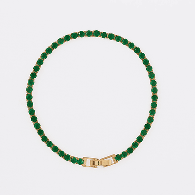 Pulsera Circonias Verde Esmeralda 20 Cms