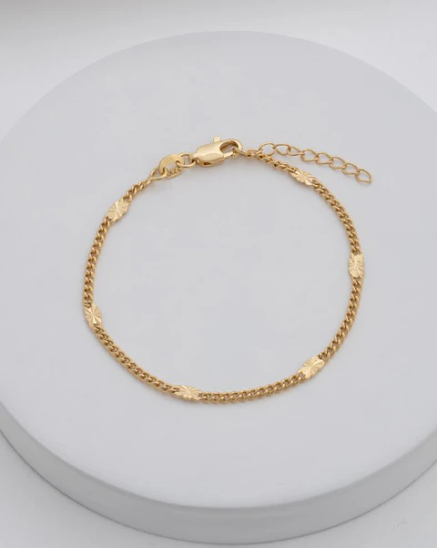 Pulsera Cubana con Destellos 16 Cms + Extensor