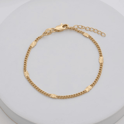 Pulsera Cubana con Destellos 16 Cms + Extensor