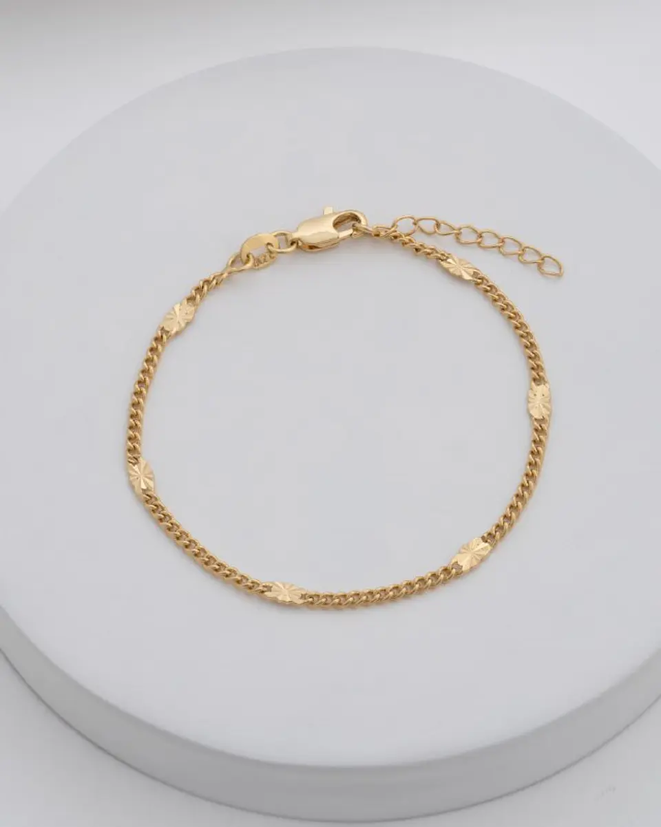 Pulsera Cubana con Destellos 16 Cms + Extensor 1