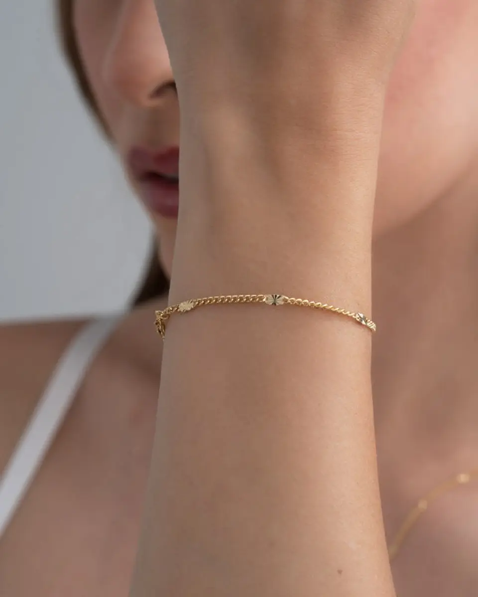 Pulsera Cubana con Destellos 16 Cms + Extensor 3
