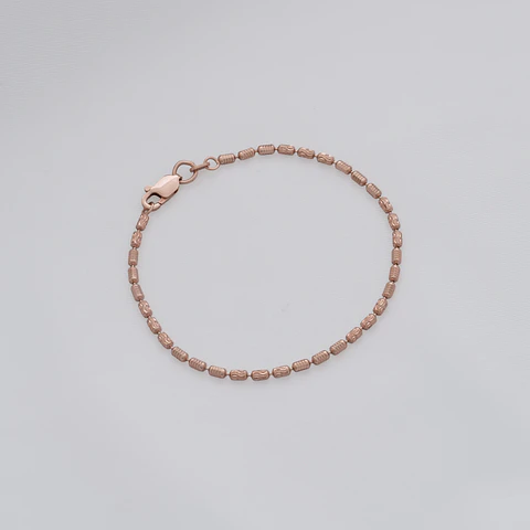 Pulsera Tejido Barril Prismc Oro Rosa IT |  16 Cms