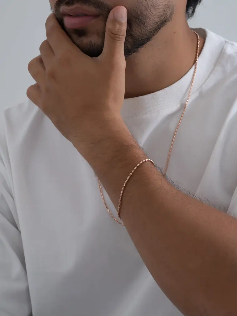 Pulsera tejido Barril Prismc Oro Rosa IT | 19.5 Cms 2